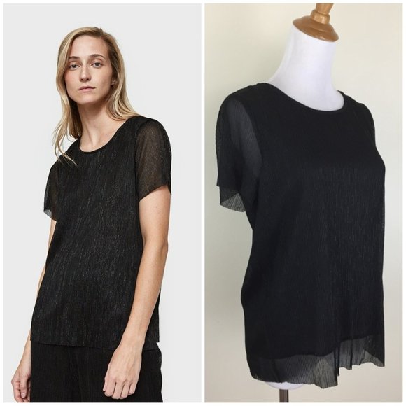 NWT JUST FEMALE Mini Pleat Shimmer Quint Tee Shirt - Picture 1 of 10